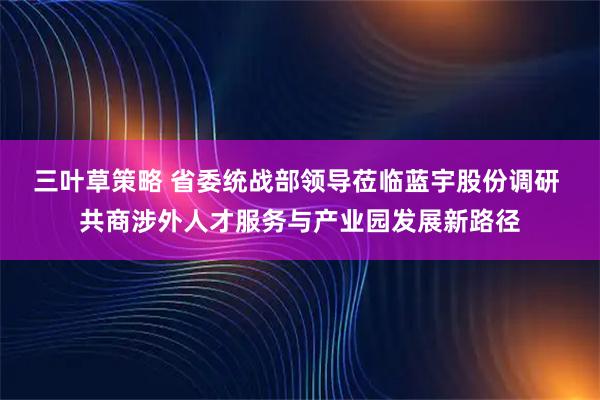 三叶草策略 省委统战部领导莅临蓝宇股份调研 共商涉外人才服务与产业园发展新路径
