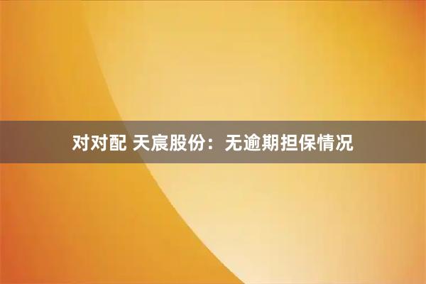 对对配 天宸股份：无逾期担保情况